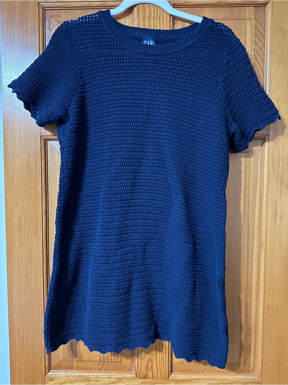 GAP Navy Textured Knit Short-Sleeve Sweater Top